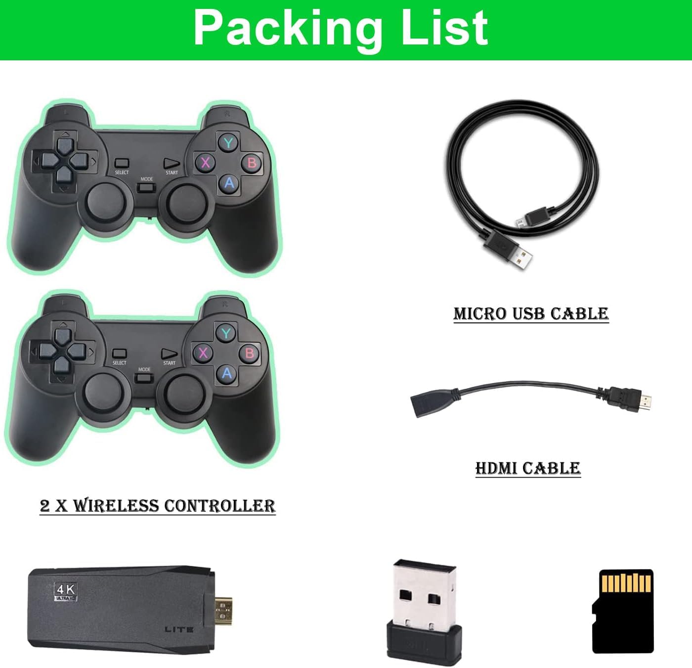 GAME WALA Wireless Video Games for tv Gaming Retro Gaming Console with Game Stick 1080p Plug & Play TV Video Game Set for 2 Player with 9Emulator for Kids & Old School Station Video Game