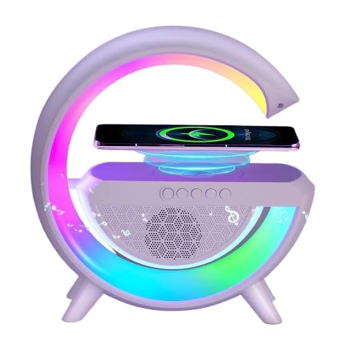 3-in-1 Multi-Function LED Night Lamp with Bluetooth Speaker, Wireless Charging, for Bedroom for Music, Party, and Mood Lighting Multicolor (Pack of 1)