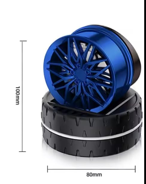 Premium Car Dashboard Air Freshener, Black Alloy Wheel Design, Solar Powered Rotating Fragrance Diffuser with Tire Shape Base Random color