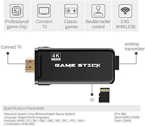 GAME WALA Wireless Video Games for tv Gaming Retro Gaming Console with Game Stick 1080p Plug & Play TV Video Game Set for 2 Player with 9Emulator for Kids & Old School Station Video Game