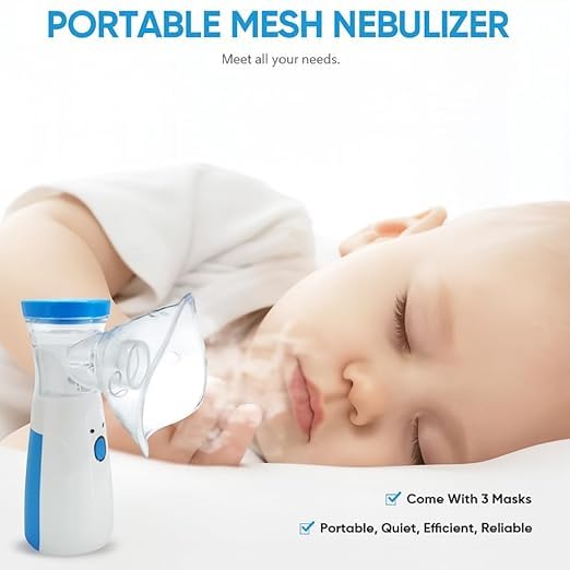 Battery Removal Portable Nebulizer Machine for Adults and Kids Travel and Household Use, Wireless Vaporizer Machine With Respiratory Mask, Handheld Mesh nebulizer for Breathing Problems, Dual Mode of Power supply