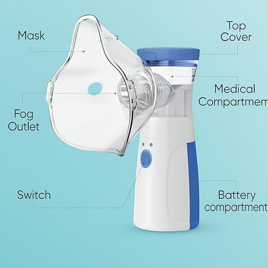 Battery Removal Portable Nebulizer Machine for Adults and Kids Travel and Household Use, Wireless Vaporizer Machine With Respiratory Mask, Handheld Mesh nebulizer for Breathing Problems, Dual Mode of Power supply