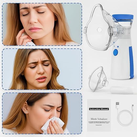 Battery Removal Portable Nebulizer Machine for Adults and Kids Travel and Household Use, Wireless Vaporizer Machine With Respiratory Mask, Handheld Mesh nebulizer for Breathing Problems, Dual Mode of Power supply