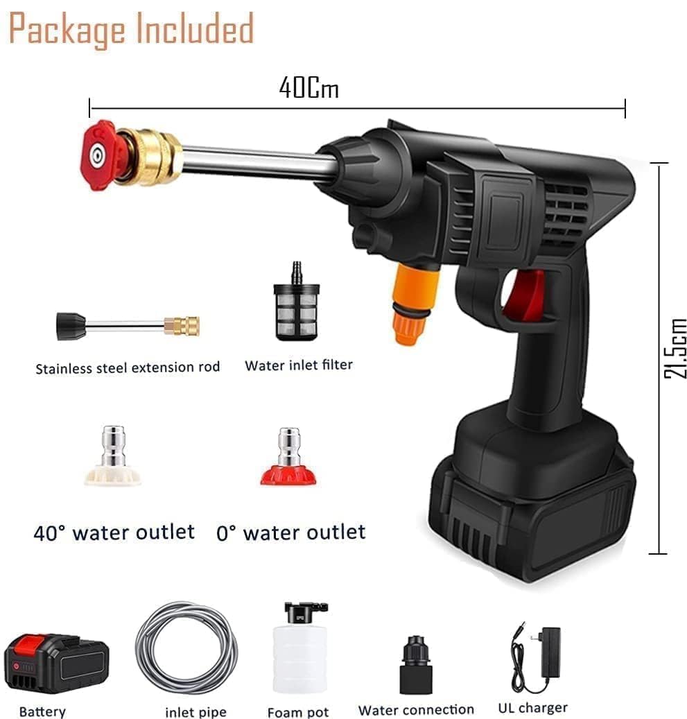 Wireless High Pressure Car Washer&Car Cleaning 48V Rechargeable Electric Pressure Washer Gun Machine Tool for Car,Bike,Gardening with Adjustable 3in1 Nozzle&5M Hose Pipe-* (1)