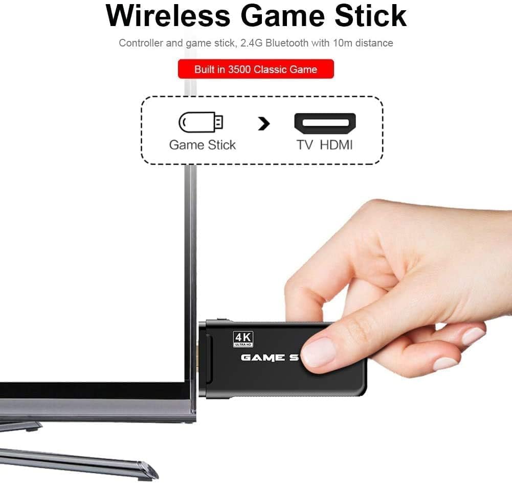GAME WALA Wireless Video Games for tv Gaming Retro Gaming Console with Game Stick 1080p Plug & Play TV Video Game Set for 2 Player with 9Emulator for Kids & Old School Station Video Game