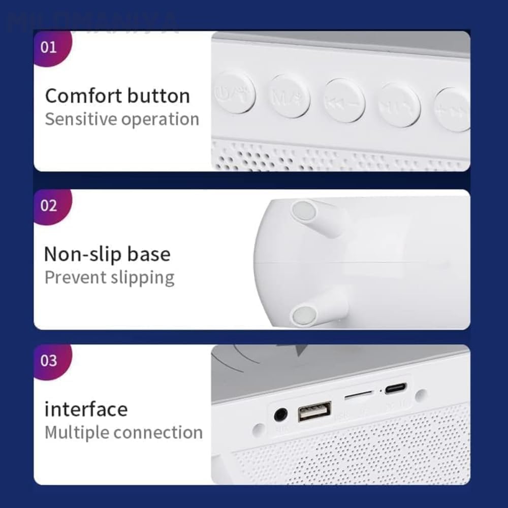 3-in-1 Multi-Function LED Night Lamp with Bluetooth Speaker, Wireless Charging, for Bedroom for Music, Party, and Mood Lighting Multicolor (Pack of 1)