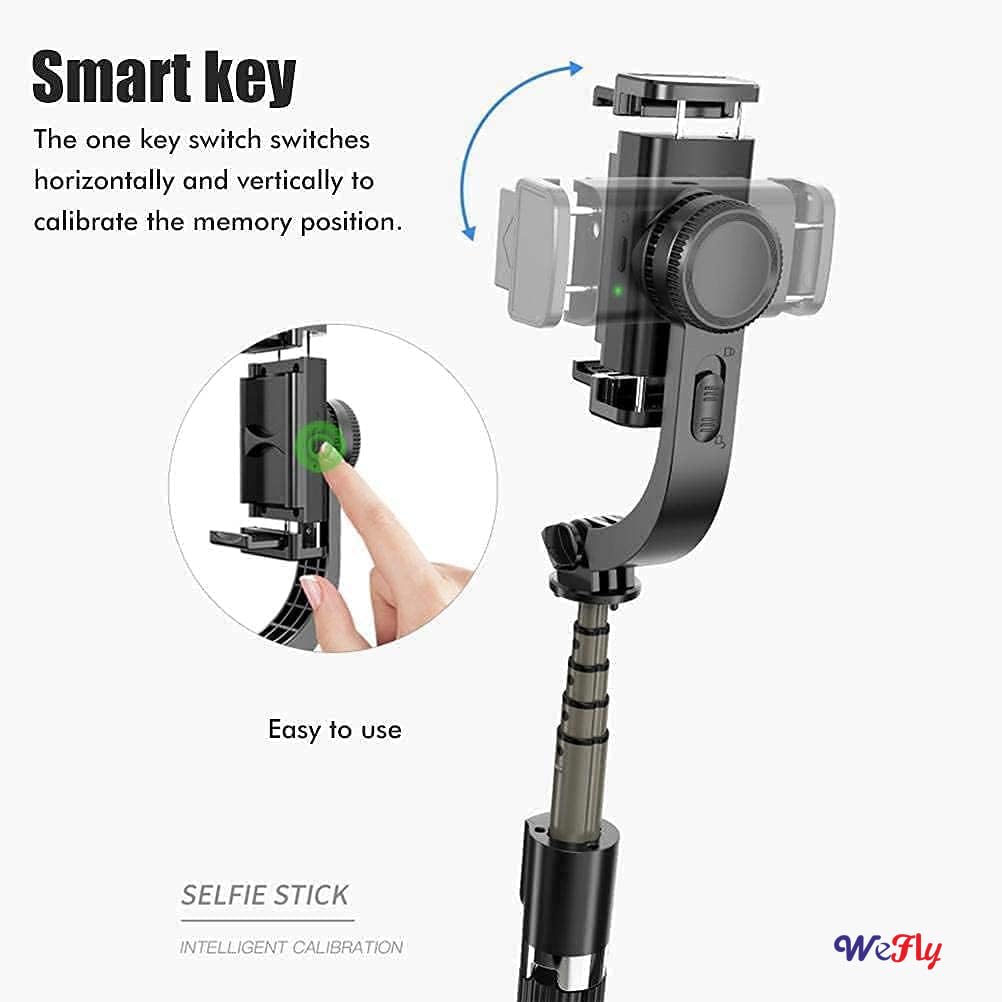 WeFly Q08 Gimbal Stabilizer for Smartphone with Extendable Bluetooth Selfie Stick and Tripod, Multifunction Remote 360 Degree Automatic Rotation, for iPhone/Android