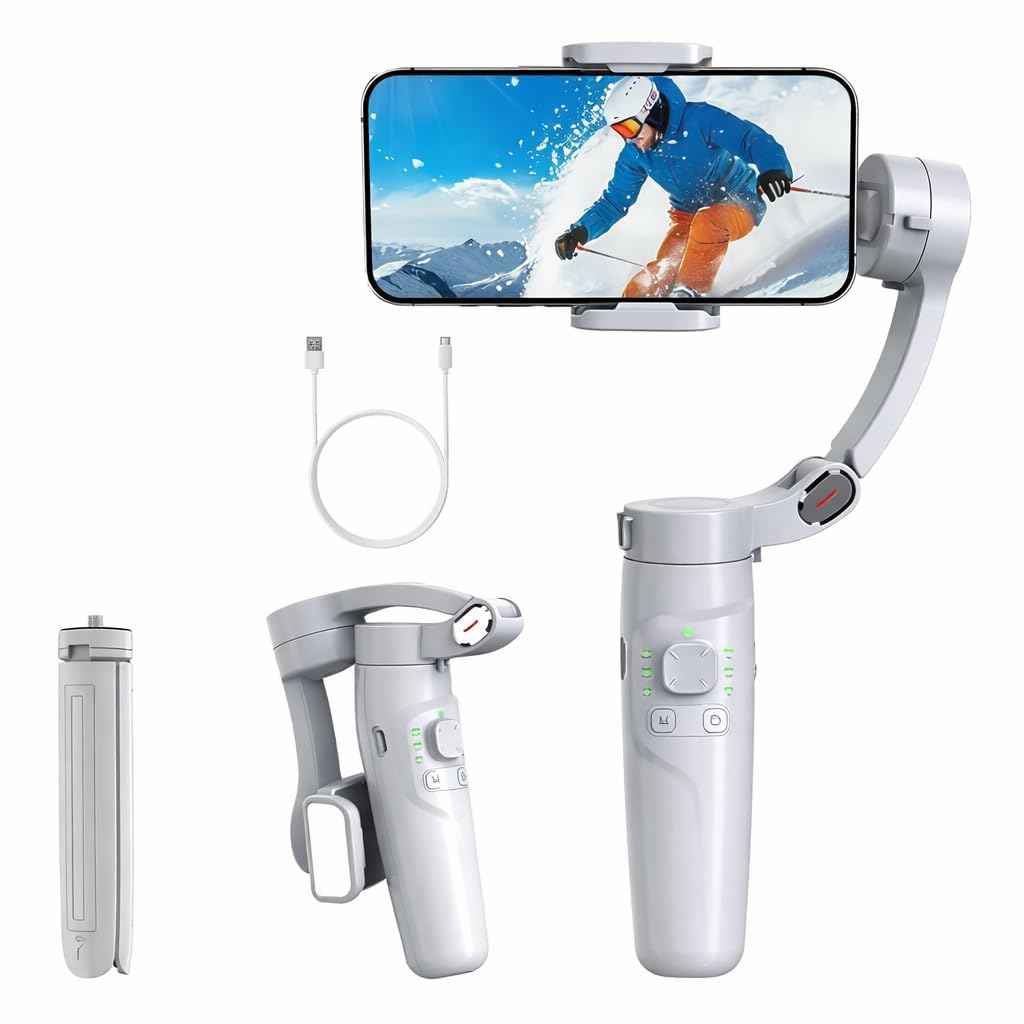 MAFAI M1 Smartphone Gimbal Stabilizer for Android & iOS | 3-Axis Anti-Shake Handheld Gimbal with Bluetooth Control | Foldable Portable Gimbal for Reels, Vlogging & YouTube