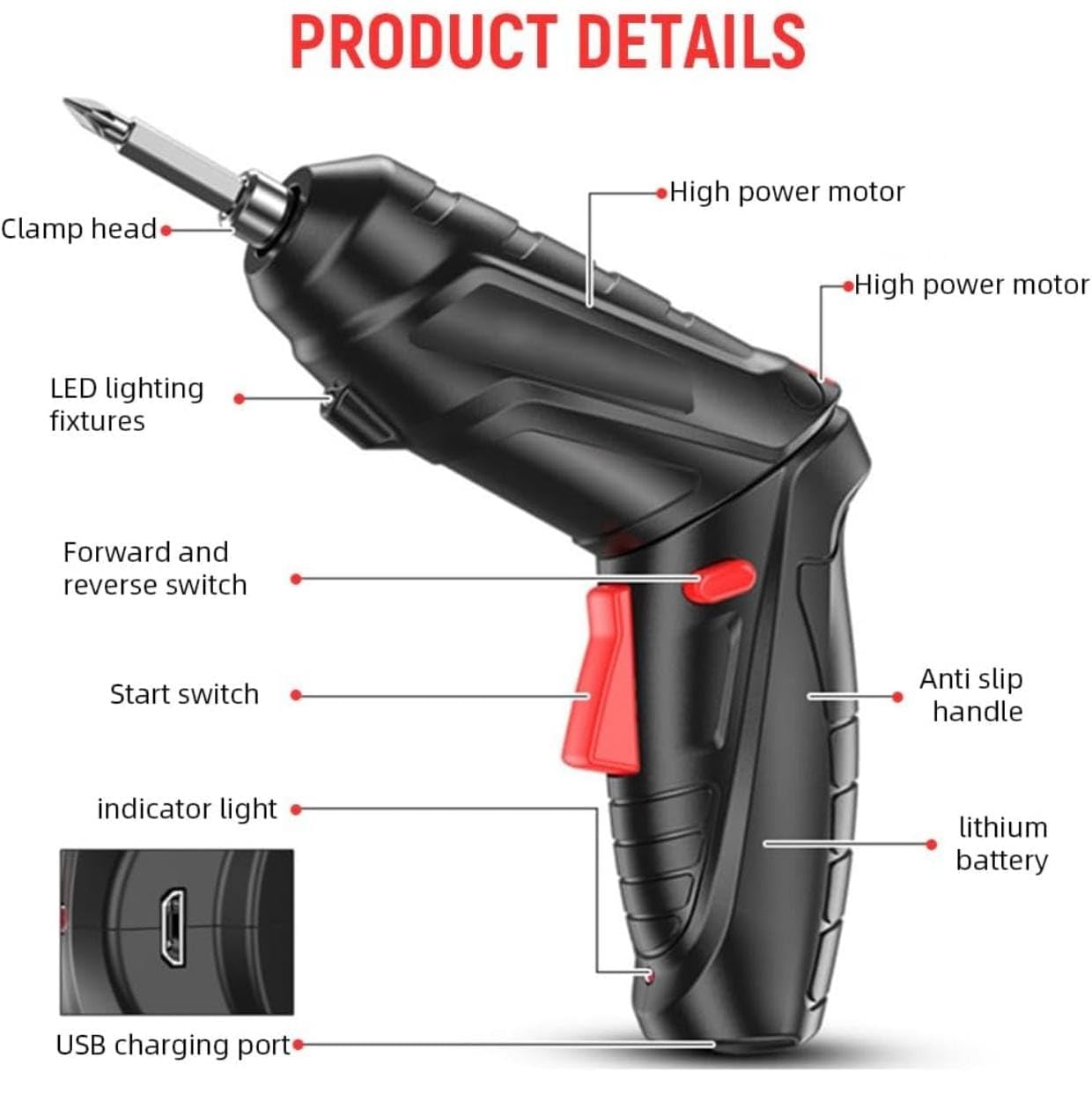 47 in 1 Electric Screwdriver| Cordless Drill Screwdriver Bits Set |Electric Portable Drill Driver Machine| Drill Screwdriver for Home Improvement| DIY Project