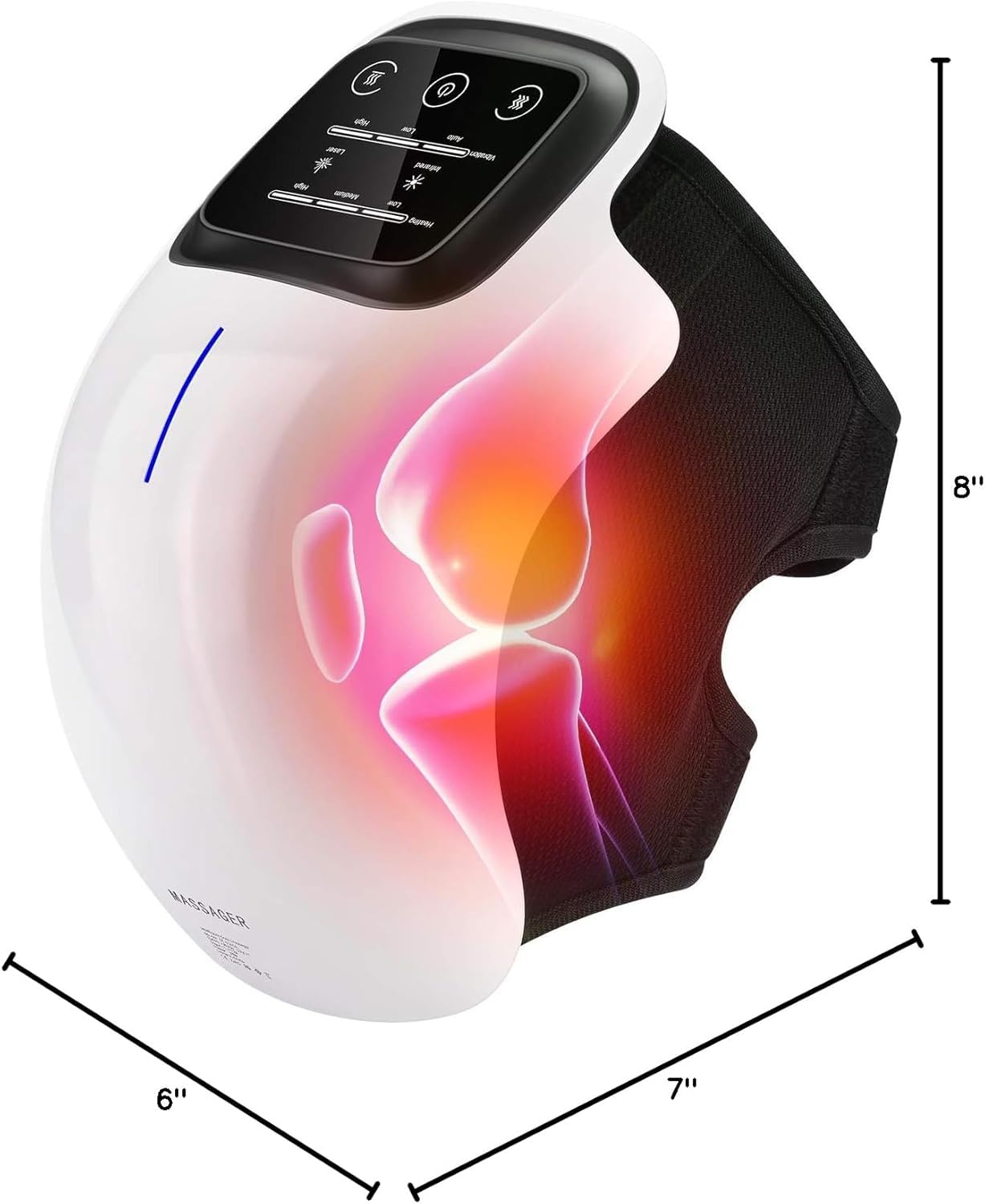 Knee Massager Joint Pain Relief, 3 Adjustable Heat and Vibration for Arthritis, Elbow, Shoulder, LED Touch Screen, Red Light Physiotherapy Massage Machine for Joint Health & Mobility