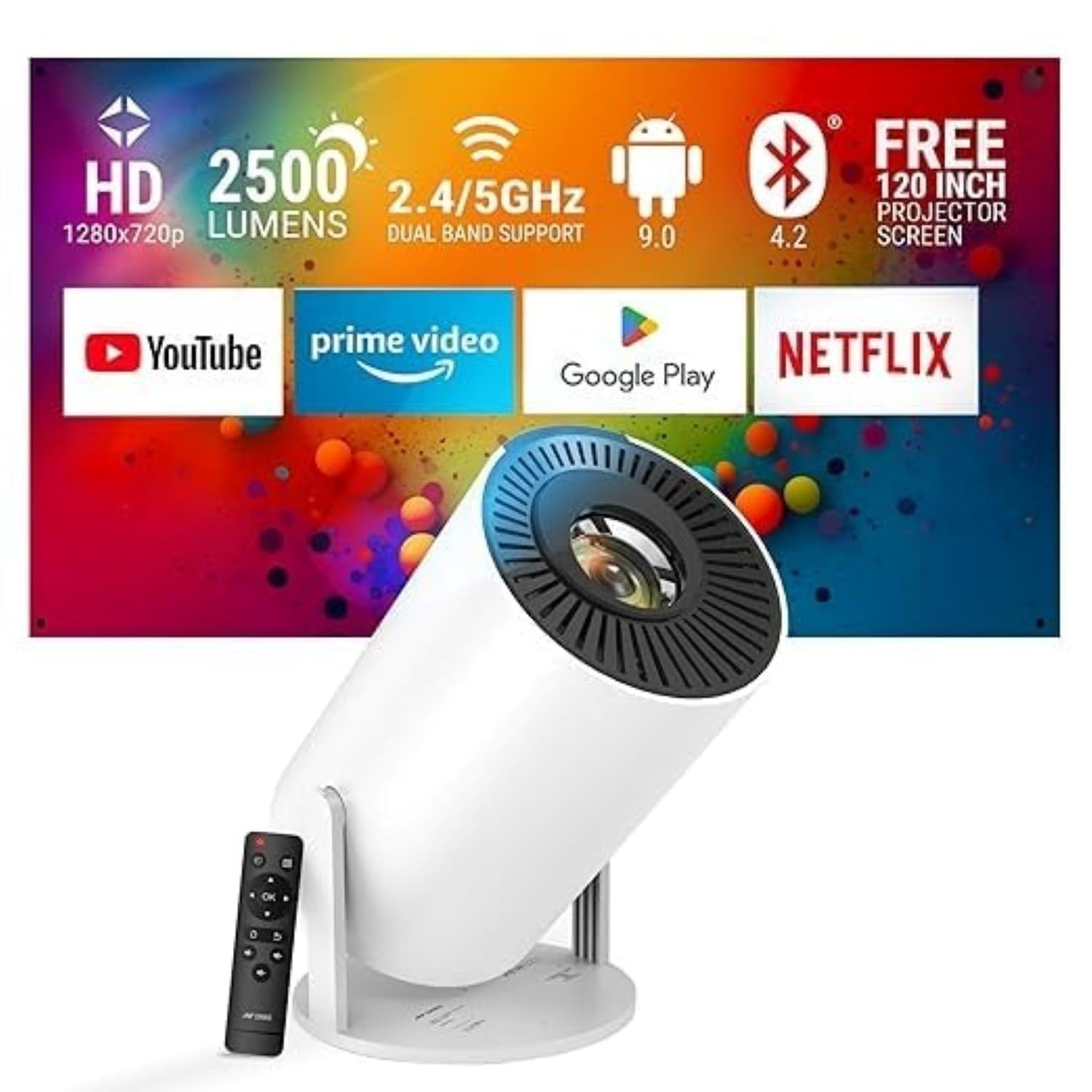 Smart Projector with Android 11 HD  1080P 4k