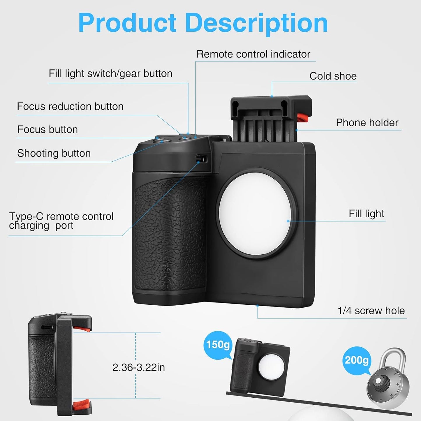 WeFly Q08 Gimbal Stabilizer for Smartphone with Extendable Bluetooth Selfie Stick and Tripod, Multifunction Remote 360 Degree Automatic Rotation, for iPhone/Android
