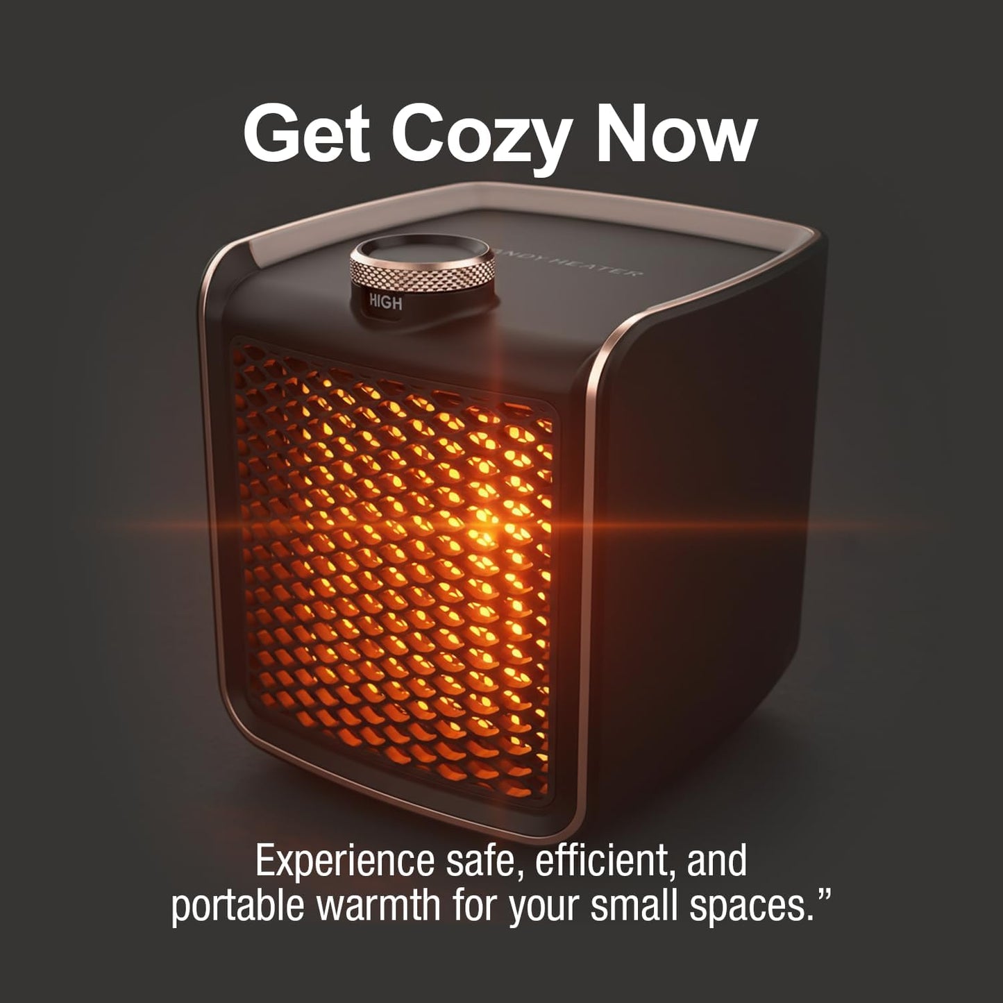 Handy Heater Instant Heat - Copper Infused Ceramic Technology Space Heater, 1200 Watts, Portable Heater for Office, Bedroom or Any Indoor Space, Adjustable Heat, Quiet & Cordless Personal Heater