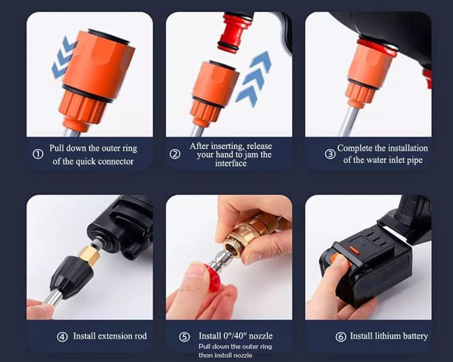 Wireless High Pressure Car Washer&Car Cleaning 48V Rechargeable Electric Pressure Washer Gun Machine Tool for Car,Bike,Gardening with Adjustable 3in1 Nozzle&5M Hose Pipe-* (1)