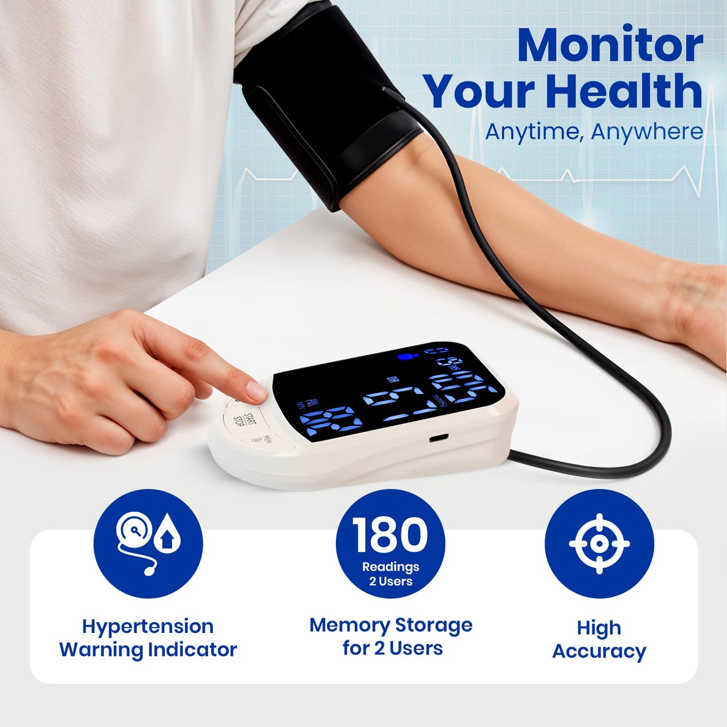 AGEasy (Max Group) 4.7" LED Display Fully Automatic Digital Blood Pressure Monitoring Device | BP Apparatus for Home | Portable & High Accuracy BP Check Machine for Hypertension & Managing Heart Health | Arm Circumference (22-42 cm) | 2 Year Warranty