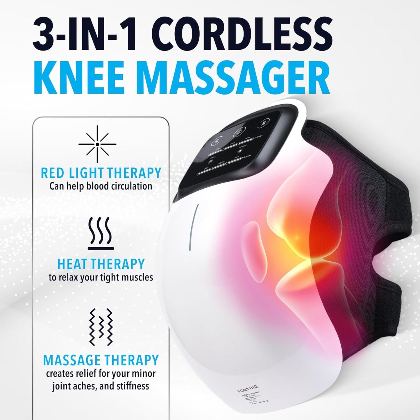 Knee Massager Joint Pain Relief, 3 Adjustable Heat and Vibration for Arthritis, Elbow, Shoulder, LED Touch Screen, Red Light Physiotherapy Massage Machine for Joint Health & Mobility