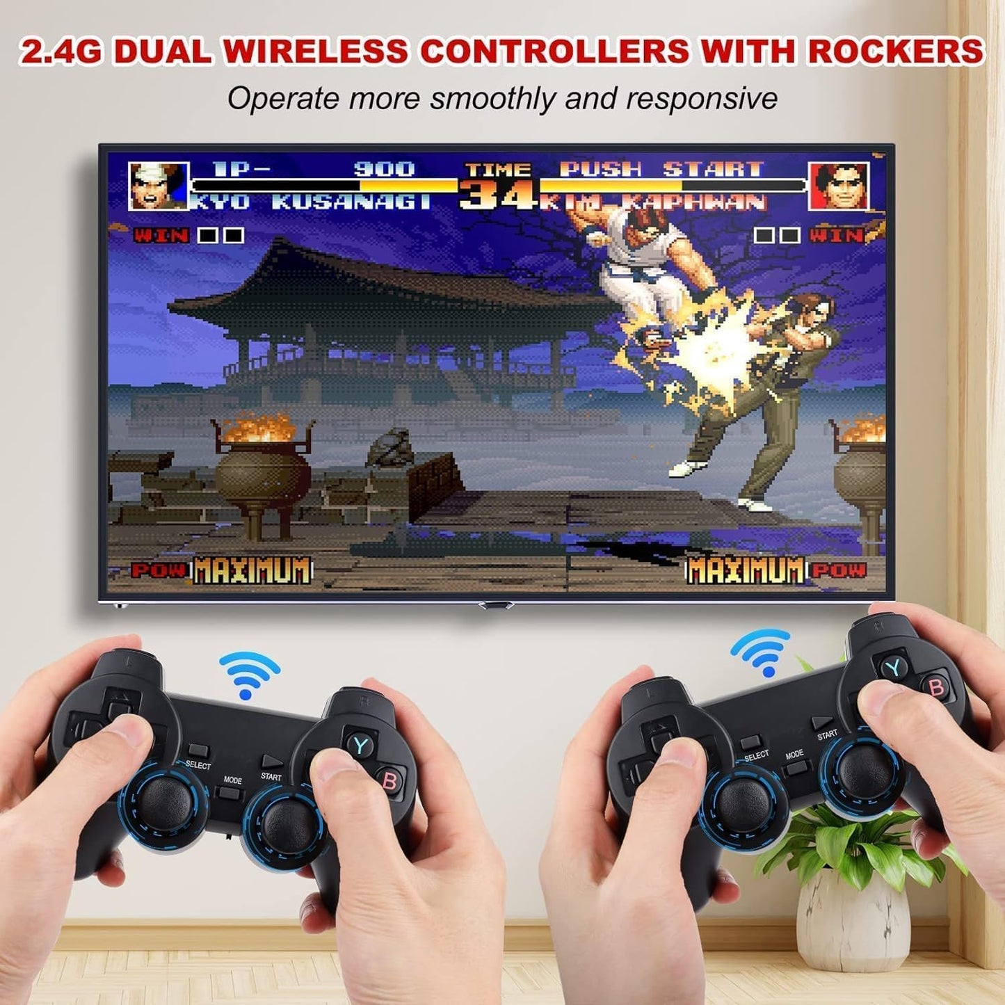 GAME WALA Wireless Video Games for tv Gaming Retro Gaming Console with Game Stick 1080p Plug & Play TV Video Game Set for 2 Player with 9Emulator for Kids & Old School Station Video Game