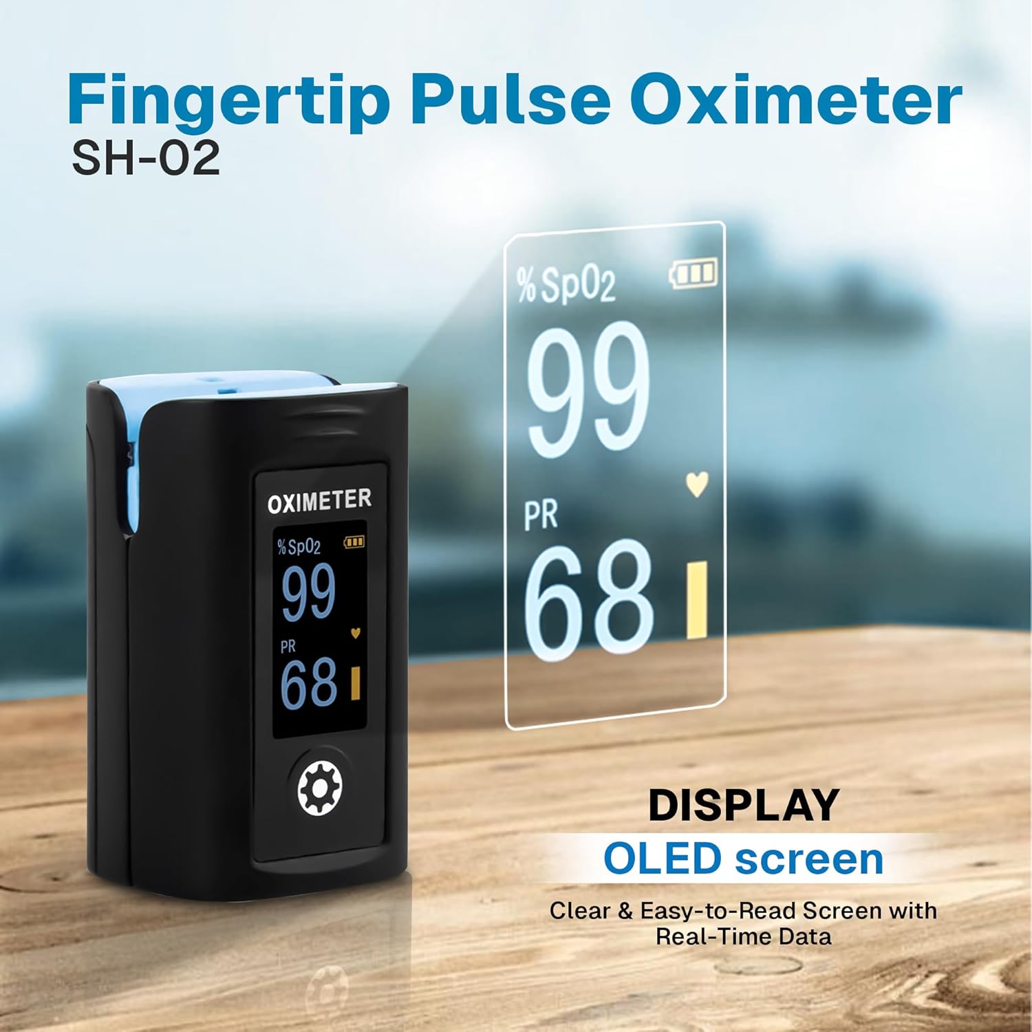 wewell Fingertip Pulse Oximeter SH-02Blood Oxygen Saturation and Heart Rate Monitor