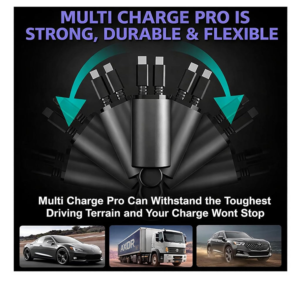 Smart 120W 4-in-1 Retractable Car Charger