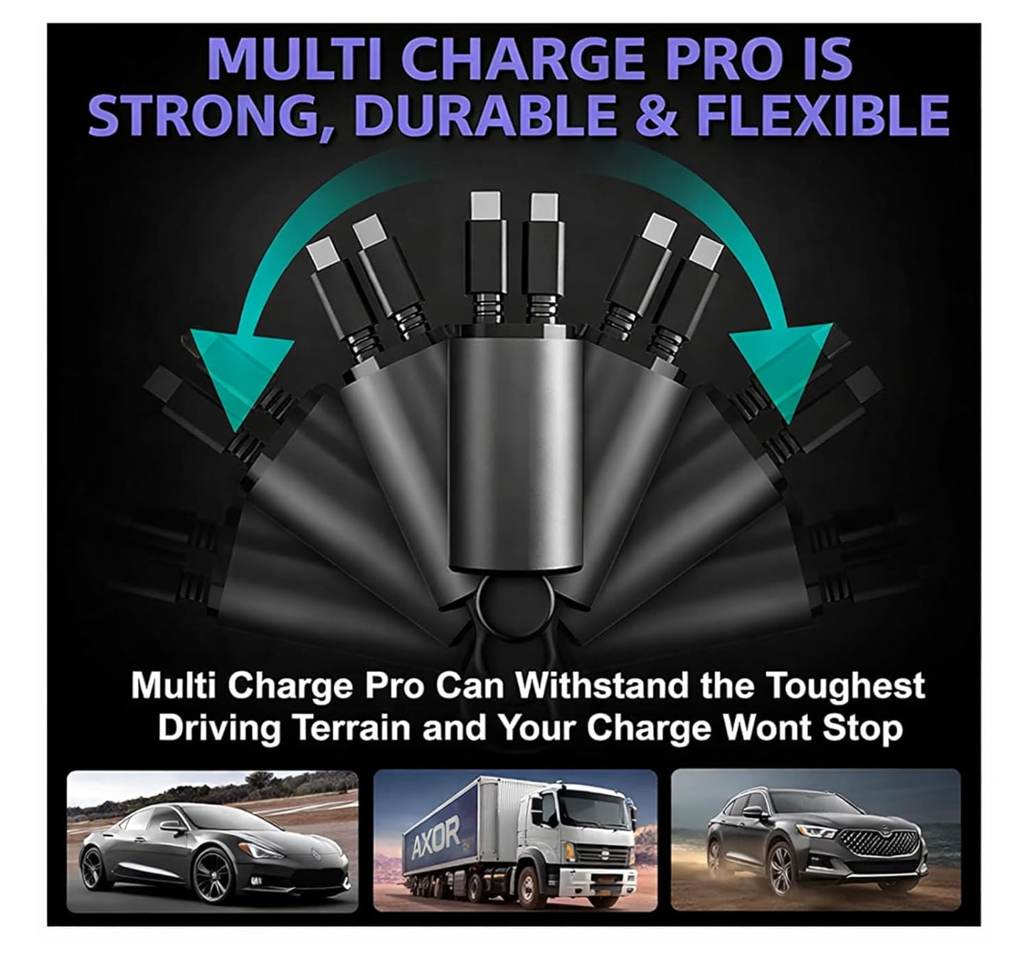 Smart 120W 4-in-1 Retractable Car Charger USB Type-C Hub | PD 3.1 Technology QC5.0 Use for Organized Car Charging (Grey)