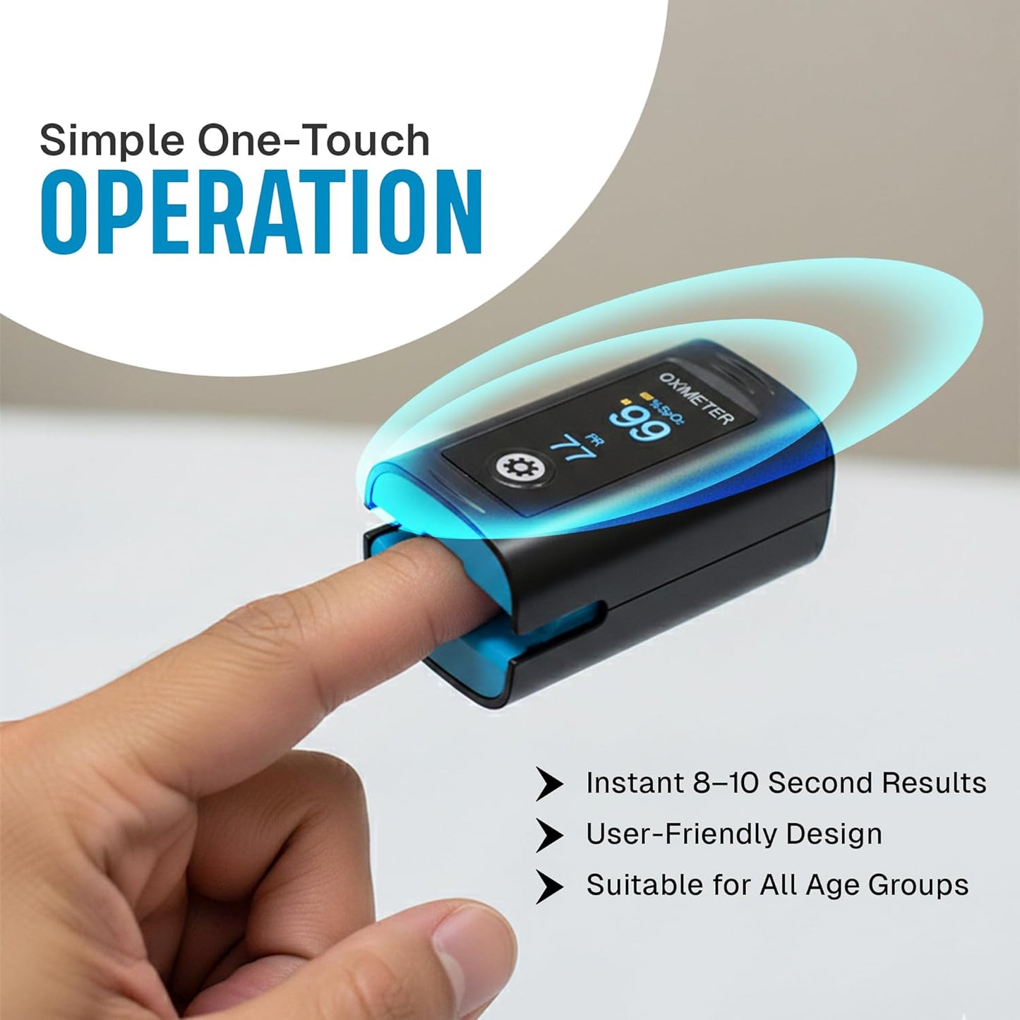 wewell Fingertip Pulse Oximeter SH-02 | Blood Oxygen Saturation and Heart Rate Monitor | SpO2 Oxygen Meter | Audio Visual Alarm and Respiratory Rate