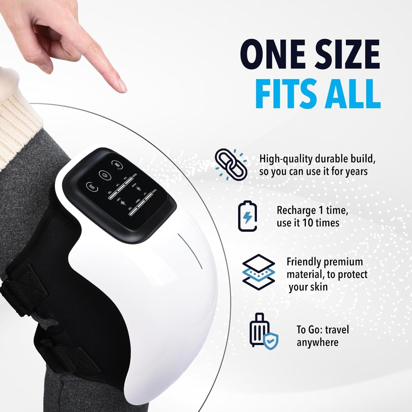 Knee Massager Joint Pain Relief, 3 Adjustable Heat and Vibration for Arthritis, Elbow, Shoulder, LED Touch Screen, Red Light Physiotherapy Massage Machine for Joint Health & Mobility