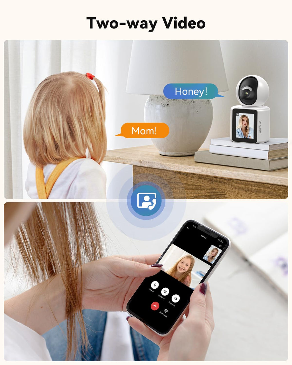 TMEZON Video Camera Indoor Two Way Wireless Security Camera Monitor 1080P with Phone app