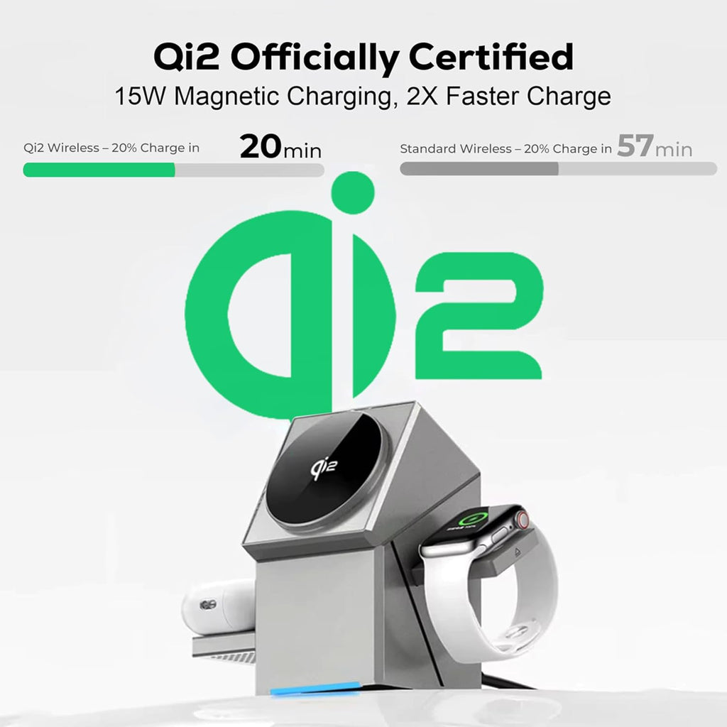 Qi2 Certified 3-in-1 Magnetic Mag-Safe Wireless Charging