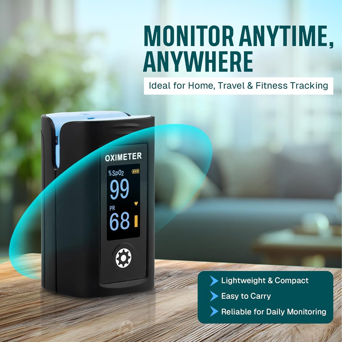 wewell Fingertip Pulse Oximeter SH-02 | Blood Oxygen Saturation and Heart Rate Monitor | SpO2 Oxygen Meter | Audio Visual Alarm and Respiratory Rate