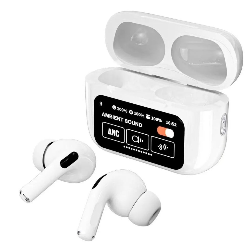 Built-in LCD touch screen for controlling music and settings, Active Noise Cancellation (ANC), and Environmental Noise Cancellation (ENC