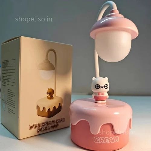 Bring a warm, cute glow to your space!

The Bear Cream Cake Desk Lamp is a charming decorative light designed to add coziness and style to your room. With its adorable bear-on-cake design and soft ambient lighting, it’s perfect for bedrooms, study tables,
